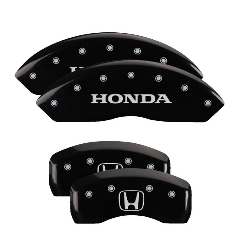 MGP 4 Caliper Covers Engraved Front Honda Engraved Rear H Logo Black finish silver ch 20213SHOHBK Main Image