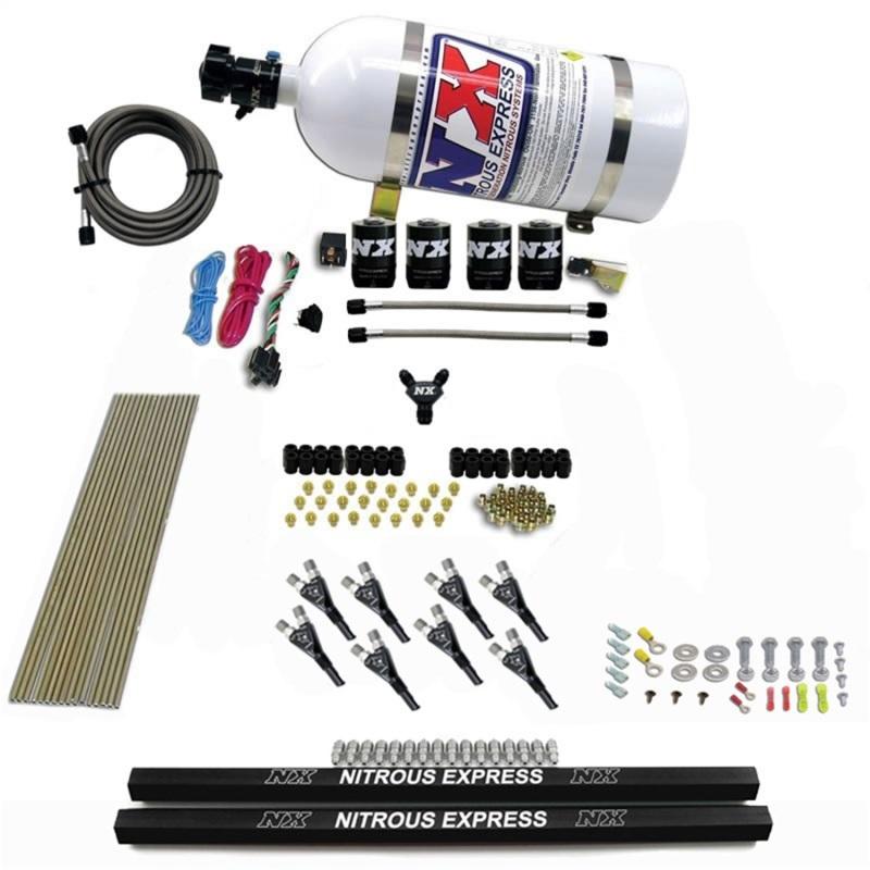 Nitrous Express Pro-Shk/Gas 4 Solenoids Nitrous Kit (200-600HP) w/Rails and 10lb Bottle 91006-10 Main Image