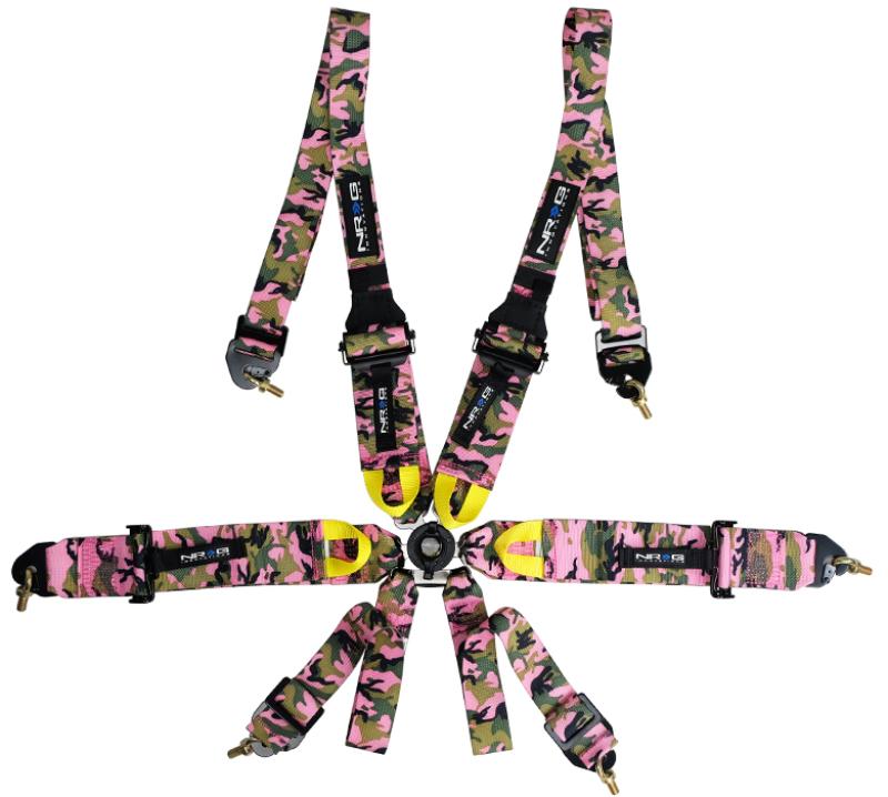 NRG FIA 6pt 2in. Shoulder Belt for HANS Device/ Rotary Cam Lock Buckle/ 3in. Waist Belt - Pink Camo SBH-HRS6PCPKCAMO Main Image