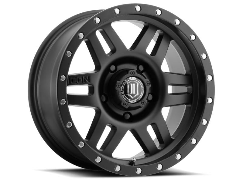 ICON Six Speed 17x8.5 5x150 25mm Offset 5.75in BS 116.5mm Bore Satin Black Wheel 1417855557SB Main Image