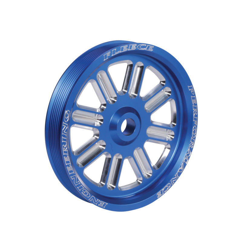 Fleece Performance Dodge Cummins Dual Pump Spoke Pulley (For Use w/ FPE Dual Pump Bracket) Blue FPE-34211-BLU-SPK