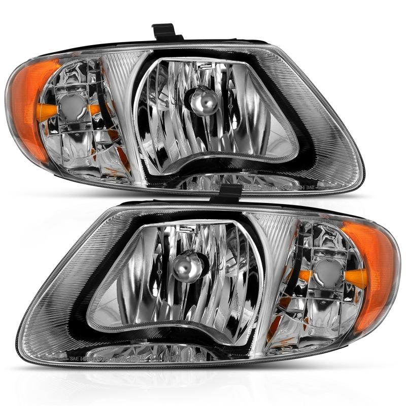 ANZO 2001-2007 Chrysler Town And Country Crystal Headlight Chrome Amber 111424 Main Image