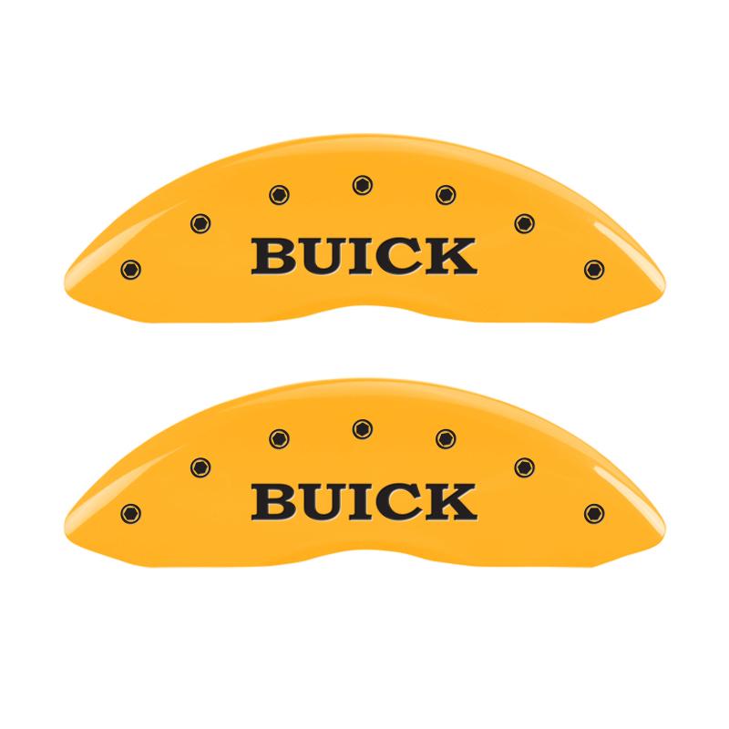 MGP 4 Caliper Covers Engraved Front Buick Rear Yellow Finish Black Char 2007 Buick Lucerne 49002SBSHYL Main Image