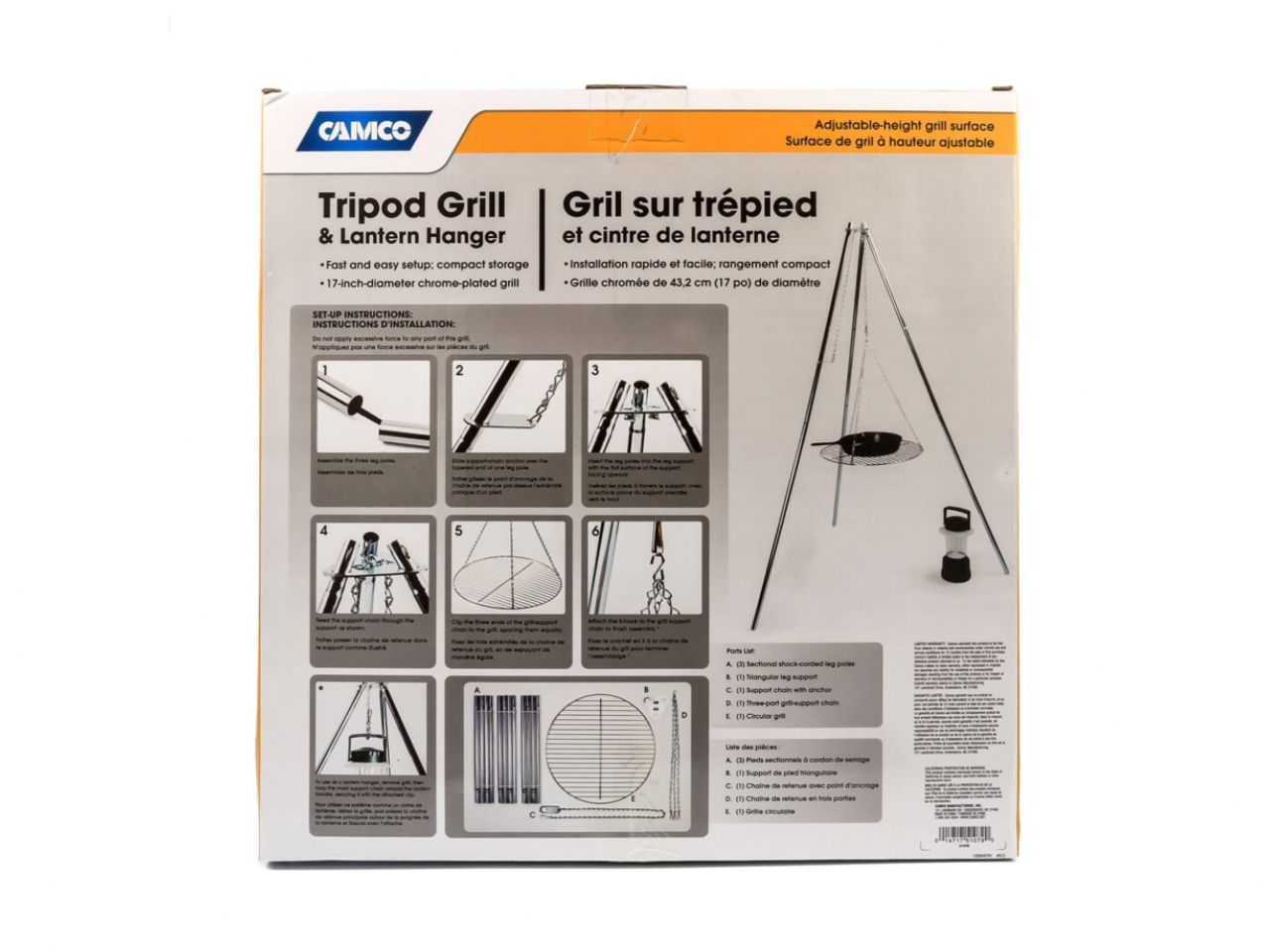 Camco Tripod Grill & Lantern Holder - With Grill, Bilingual