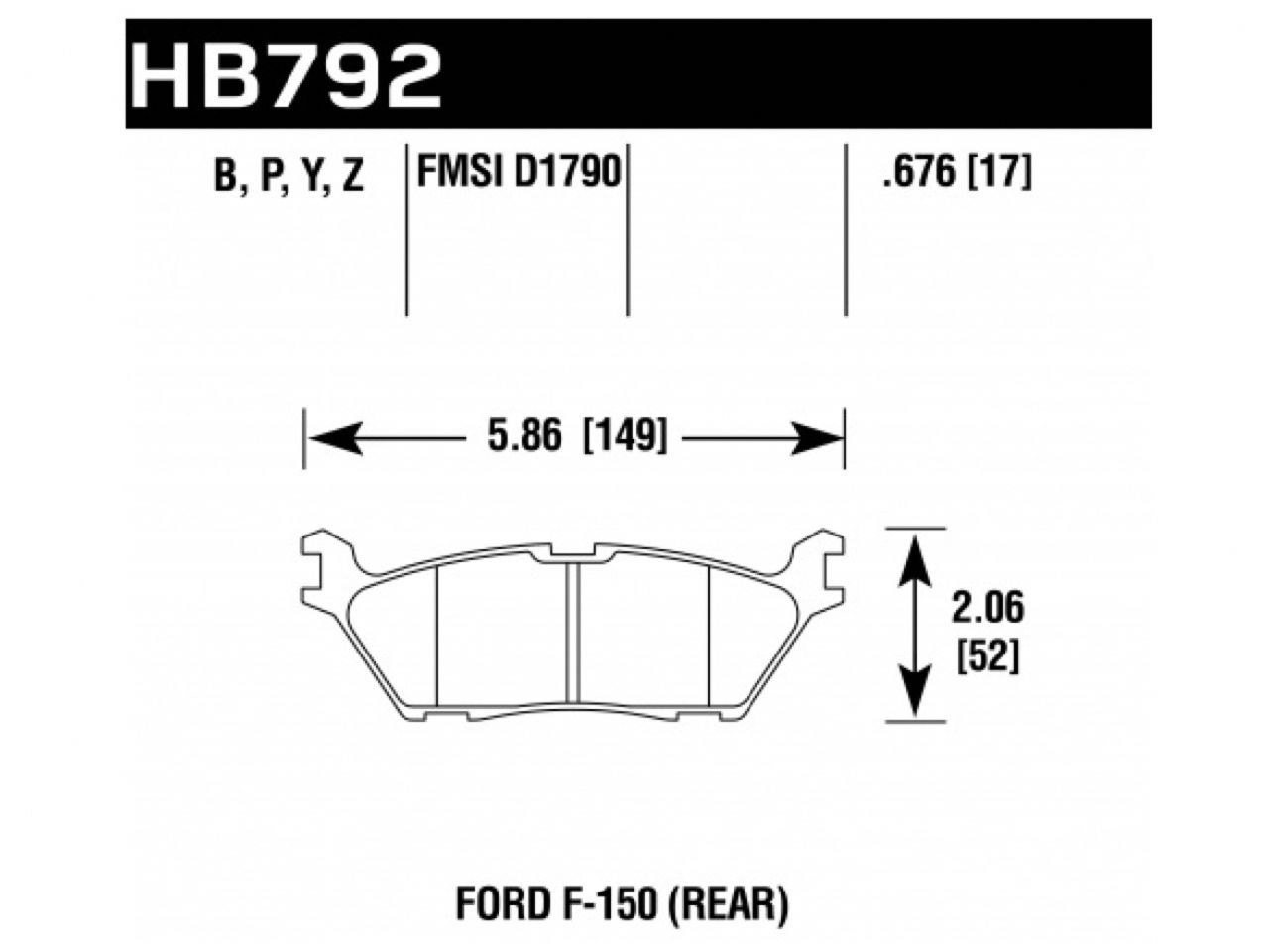 Hawk Brake Pads HB792Y.676 Item Image