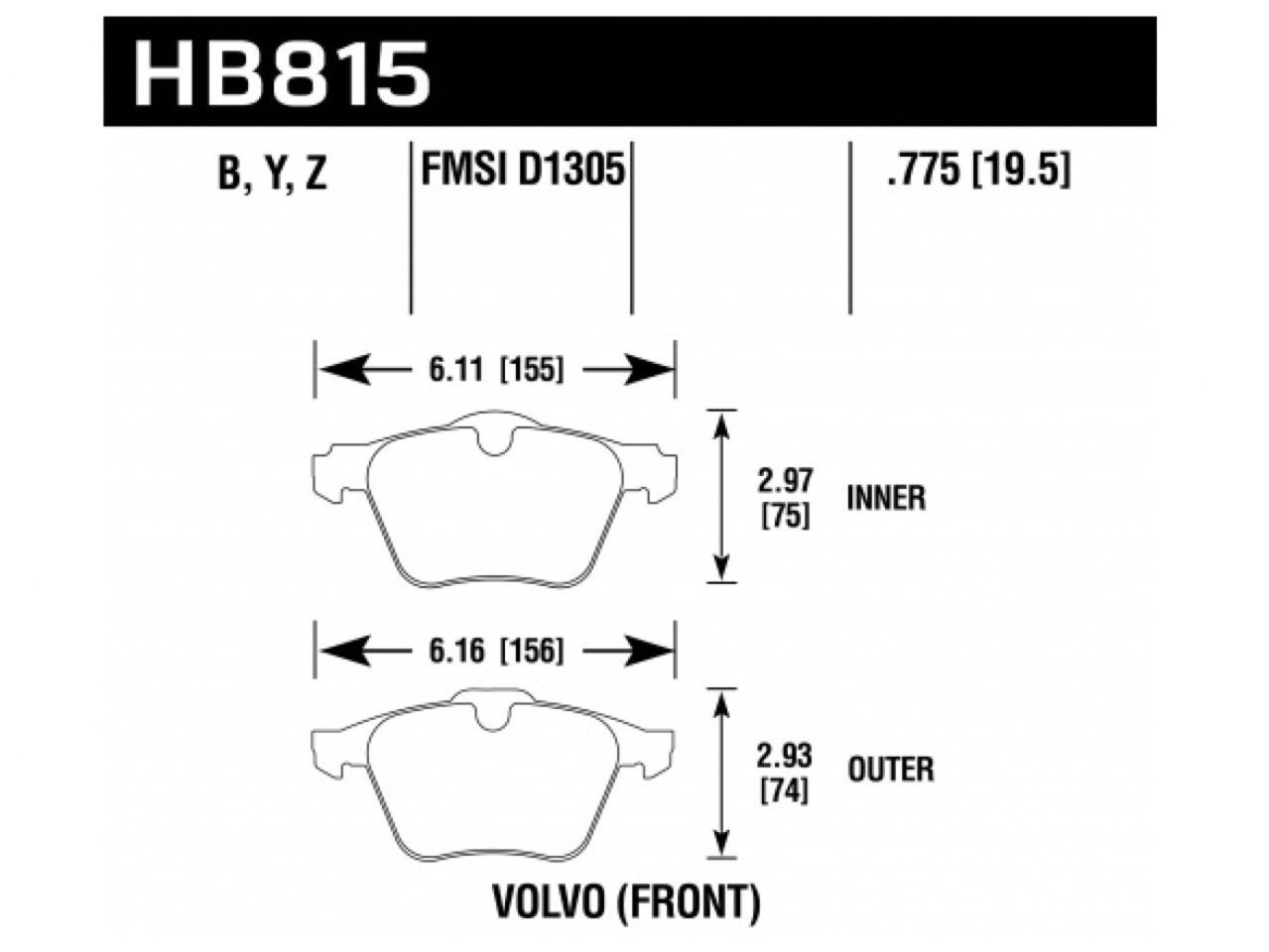 Hawk Brake Pads HB815Y.775 Item Image