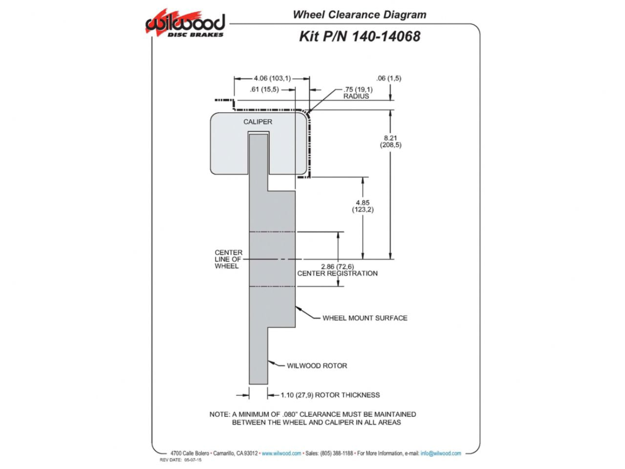 Wilwood AERO4 Rear Kit, 14.25", 2014-Up Challenger w/Lines