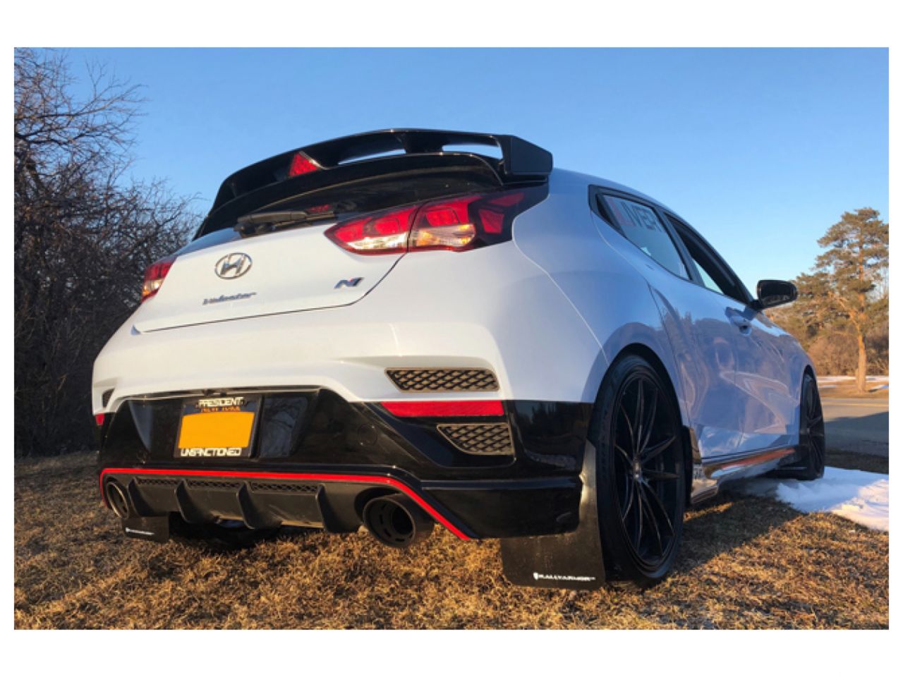 Rally Armor 2019+ Hyundai Veloster N UR Black Mud Flap w/ White Logo