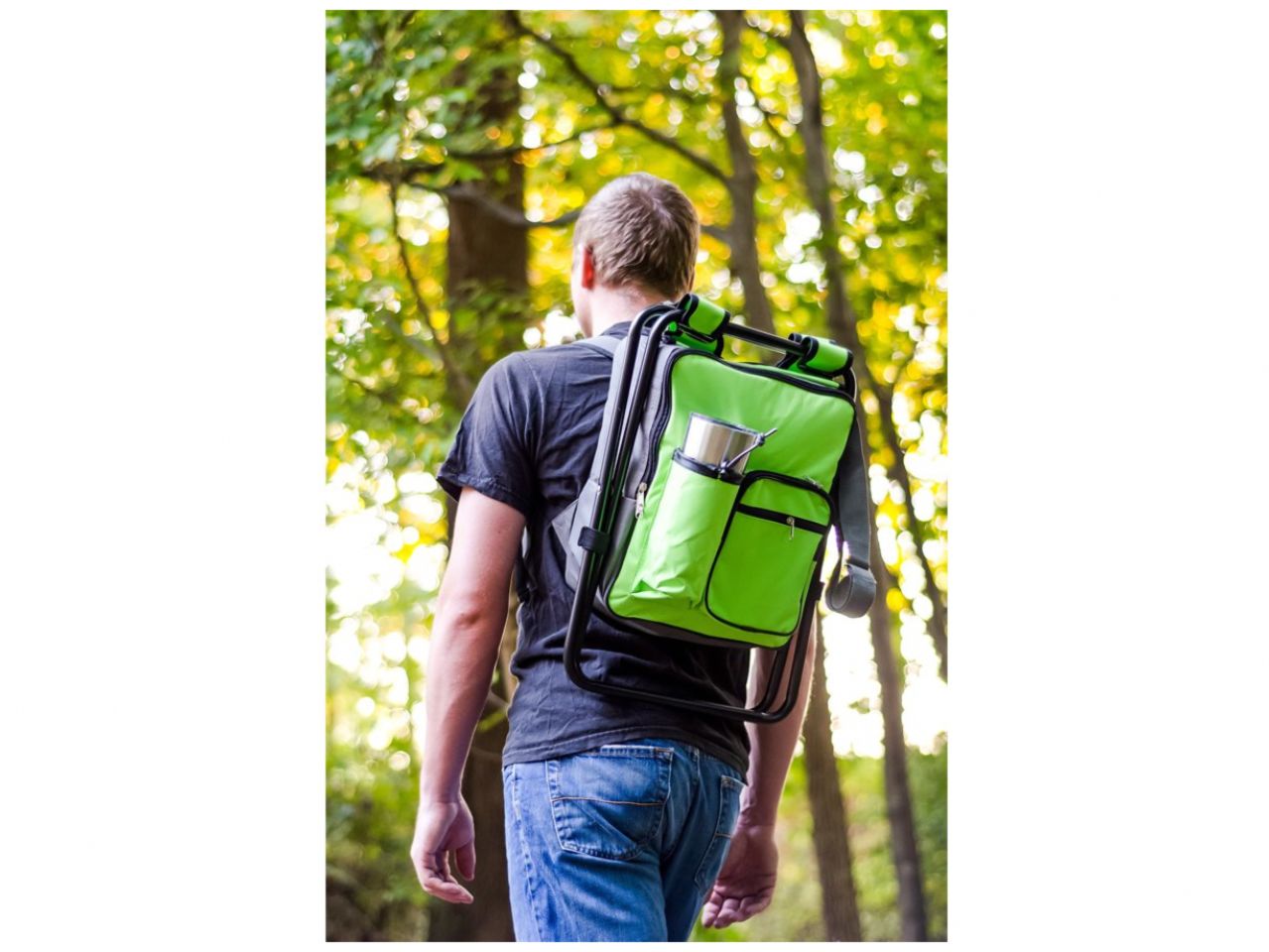 Camco Camping Stool Backpack Cooler - Green