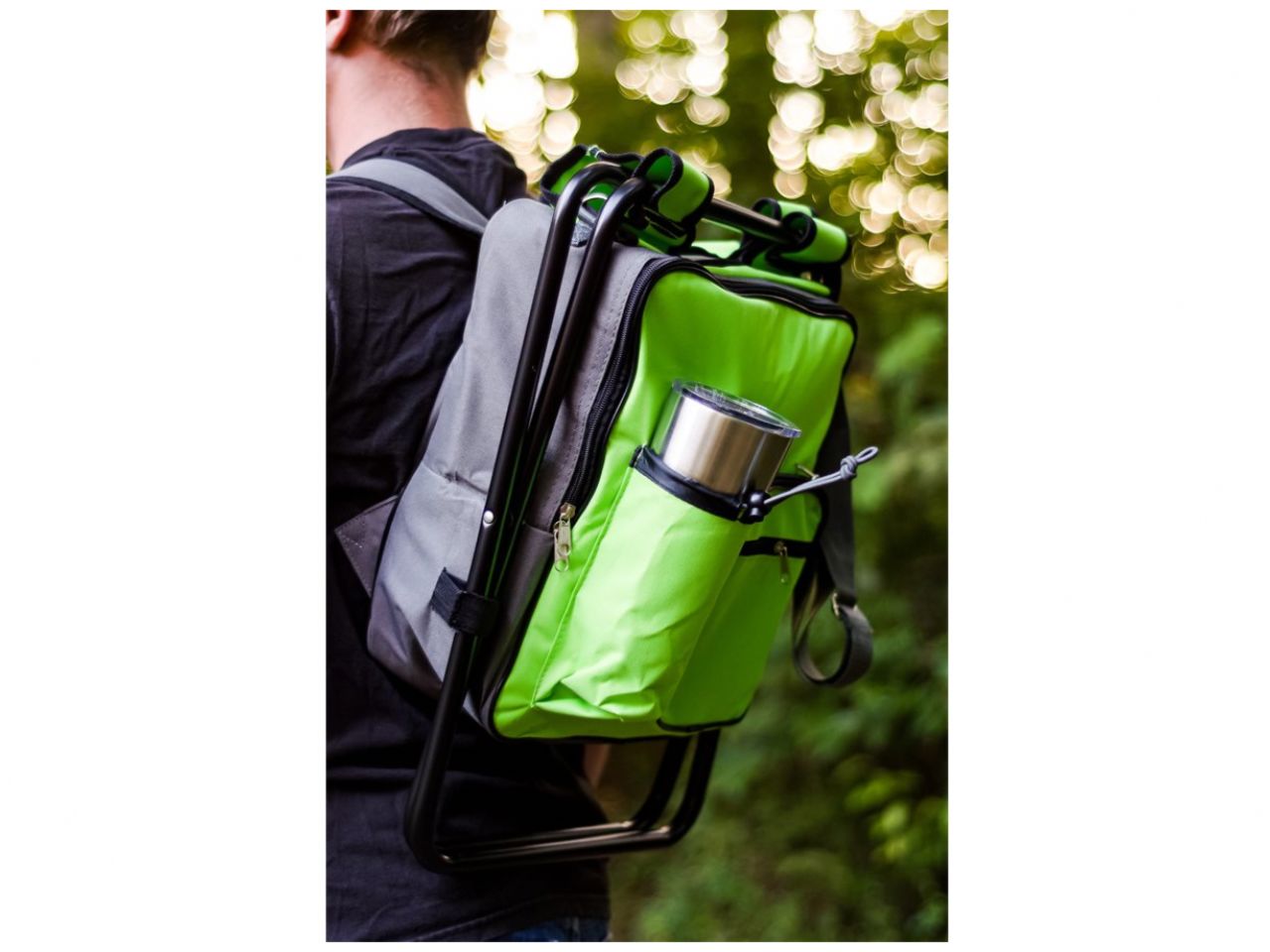 Camco Camping Stool Backpack Cooler - Green