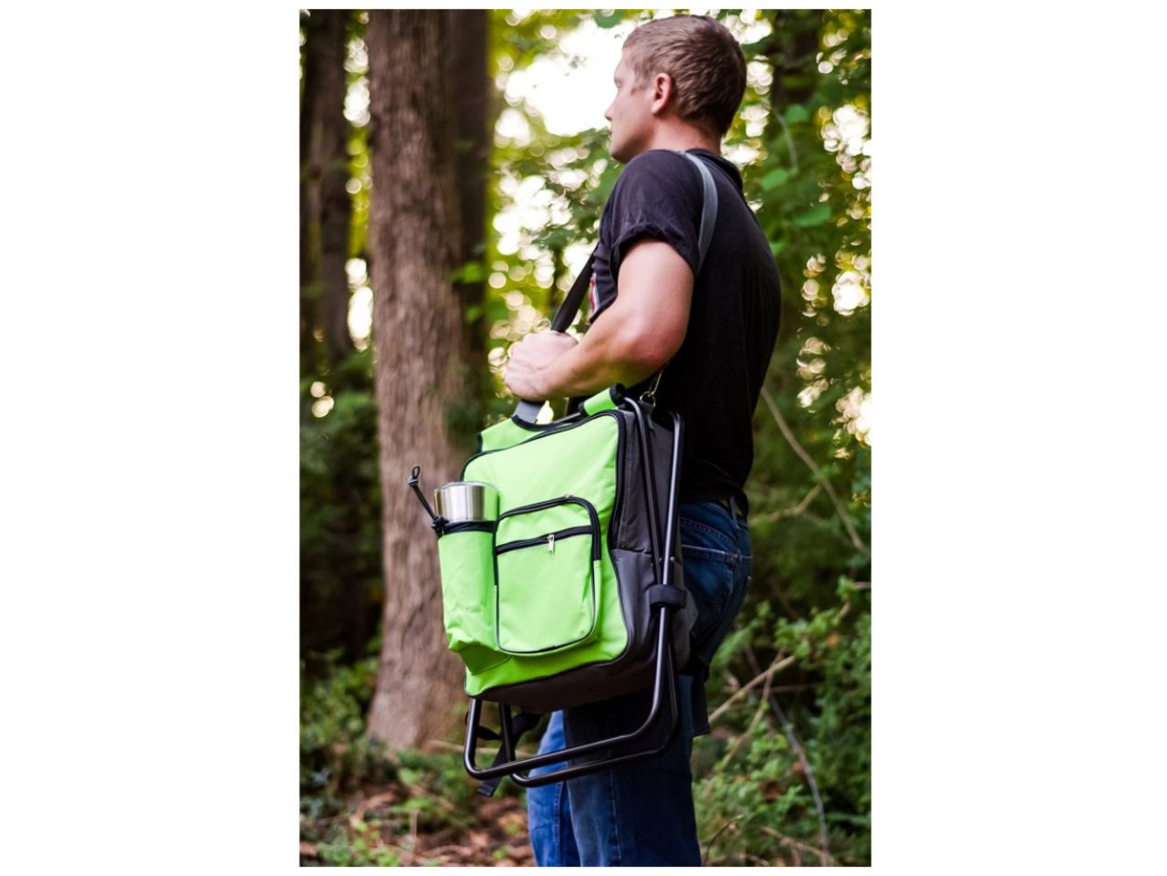 Camco Camping Stool Backpack Cooler - Green