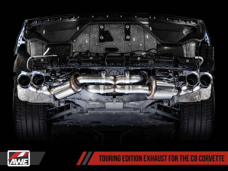 AWE Tuning 2020 Chevrolet Corvette (C8) Touring Edition Exhaust - Quad Diamond Black Tips 3015-43159