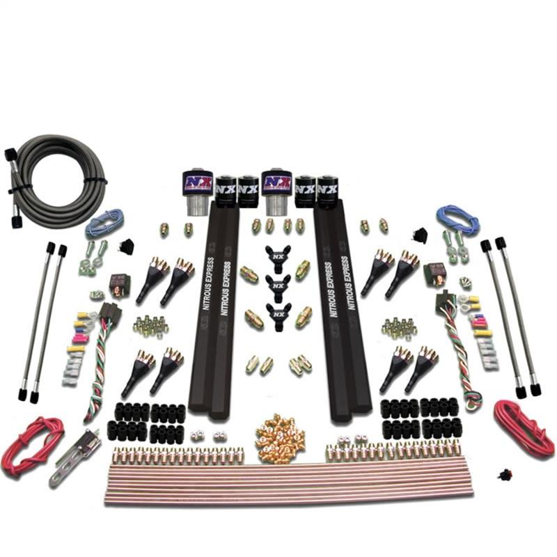 Nitrous Express SX2 Dual Stage/Gas/Rails 8 Nozzles Nitrous Kit (200-1200HP) w/o Bottle 90209-00 Main Image