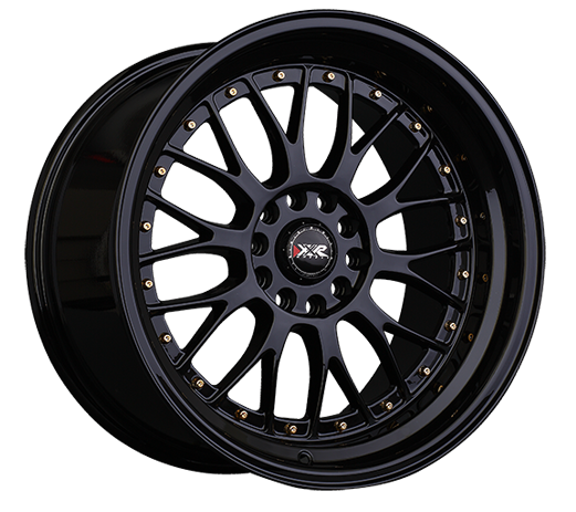 XXR 521 Wheel Black / Gold Rivets 17x7 +38 4x100,4x114.3
