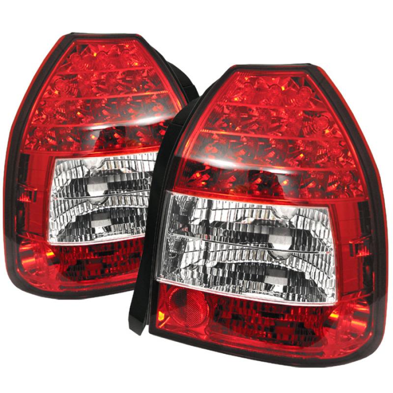 Spyder Honda Civic 96-00 3DR LED Tail Lights Red Clear ALT-YD-HC96-3D-LED-RC 5004949 Main Image