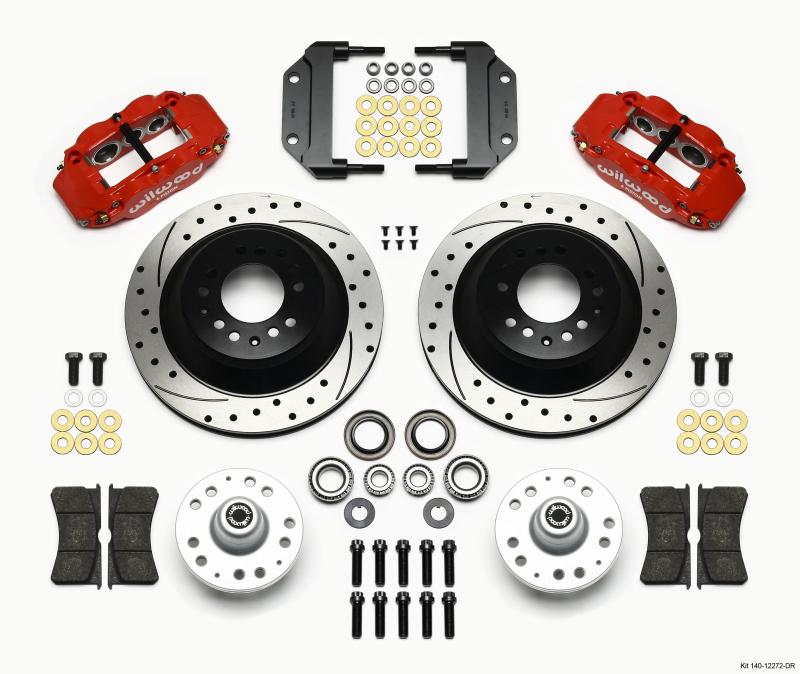 Wilwood Narrow Superlite 6R Front Hub & 1PC Rtr Kit 12.88in Dril -Red Magnum Force Drop Spindle 140-12272-DR Main Image