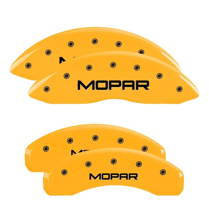 MGP 4 Caliper Covers Engraved Front & Rear MOPAR Yellow finish black ch 12088SMOPYL Main Image