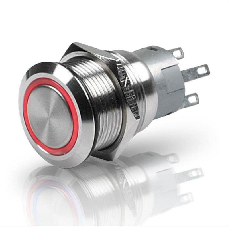 Hella Switch Push Stainless Steel SPST LED Red 12V 958455001 Main Image