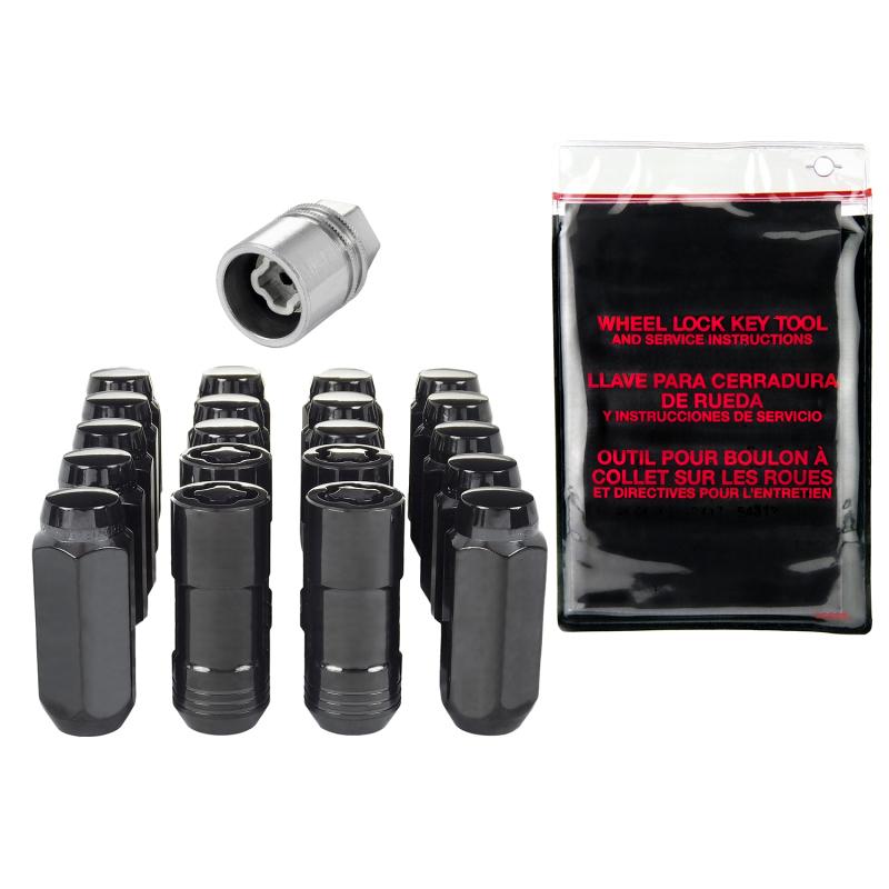 McGard 5 Lug Hex Install Kit w/Locks (Cone Seat Nut) M14X2.0 / 13/16 Hex / 2.25in. Length - Black 84517 Main Image