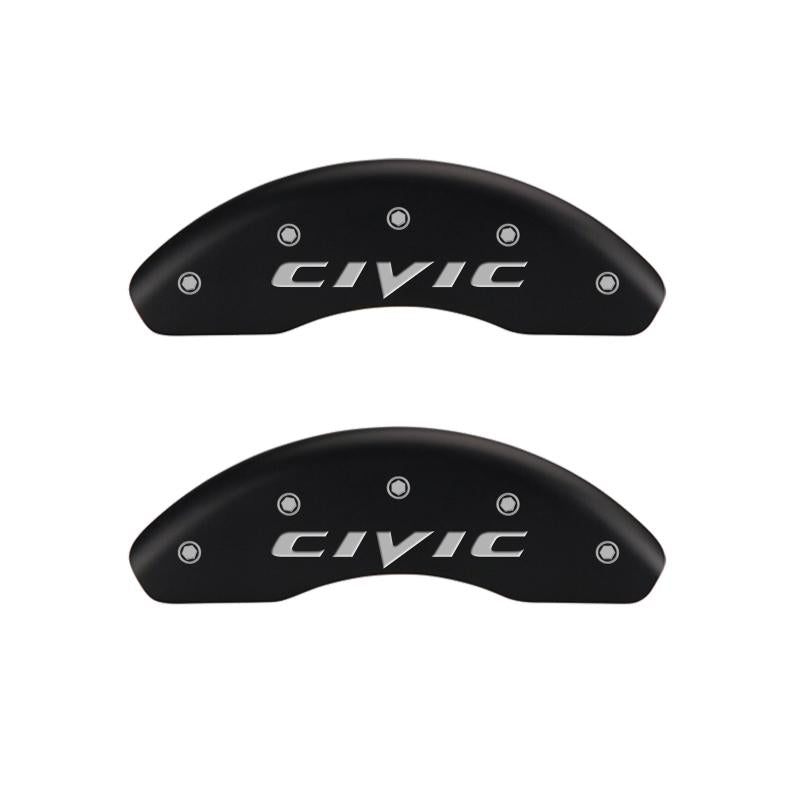 MGP 4 Caliper Covers Engraved Front & Rear Mgp Yellow Finish Black Char 2019 Honda Civic 20222SCIVMB Main Image