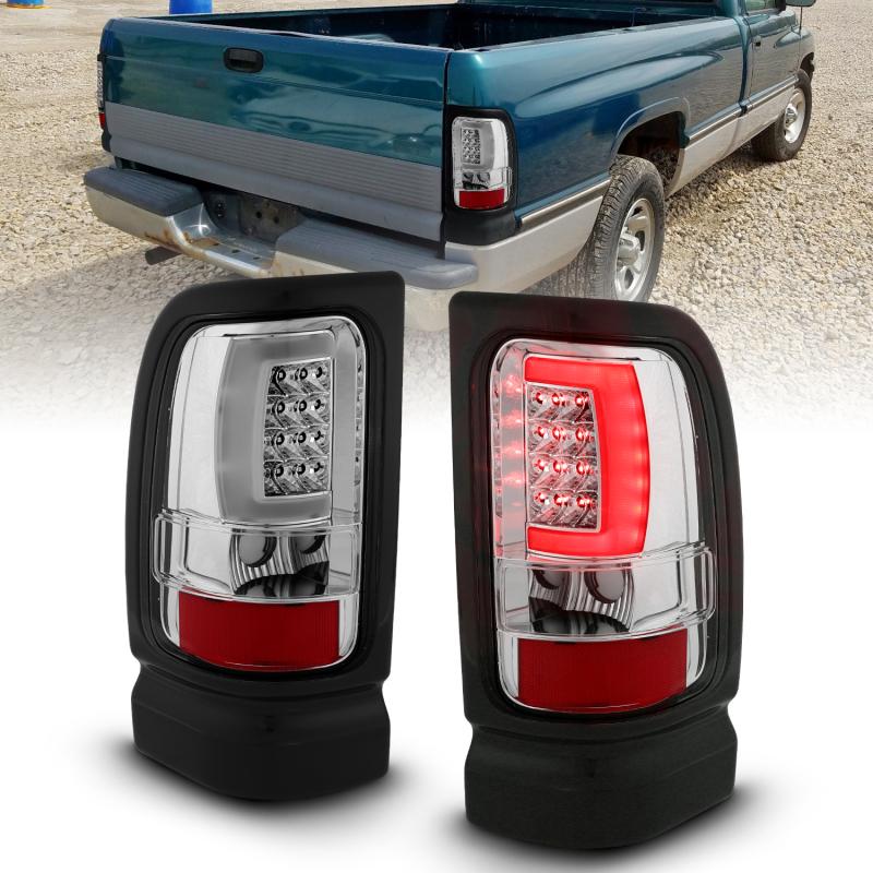 ANZO 1994-2001 Dodge Ram 1500 LED Taillights Plank Style Chrome w/ Clear Lens 311341 Main Image