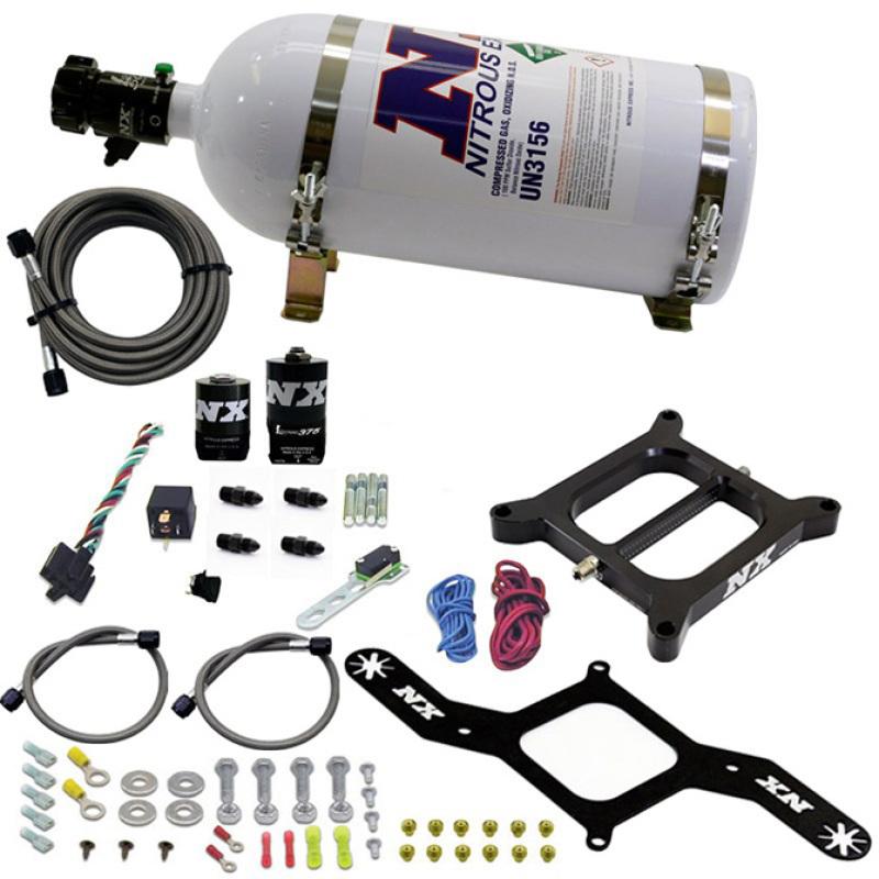 Nitrous Express 4150 RNC Conventional Nitrous Plate Kit w/.375in Solenoid w/10lb Bottle 55140-10 Main Image