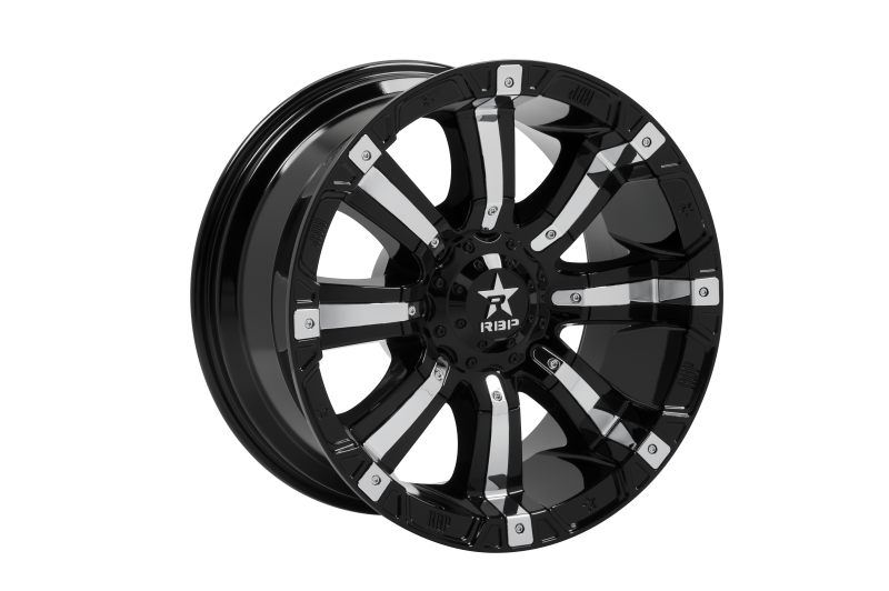 RBP 94R 20x10 Blank BP / -25mm Offset 78mm CB Black w/Chrome Inserts Wheel 94R-2010-00-25BP Main Image