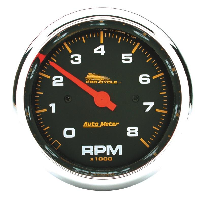 Autometer Pro-Cycle Gauge Tach 3 3/4in 8K Rpm 2&4 Cylinder Black 19300 Main Image