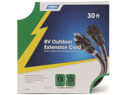 Camco 15 Amp  30' Extension Cord-Black 125V/1875W 14Ga Bilingual cULus