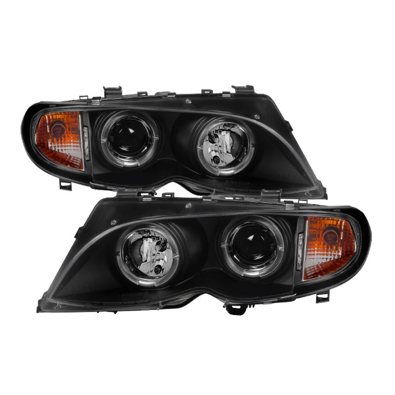 Spyder BMW E46 3-Series 02-05 4DR Projector Headlights 1PC LED Halo Blk PRO-YD-BMWE4602-4D-AM-BK 5042415 Main Image