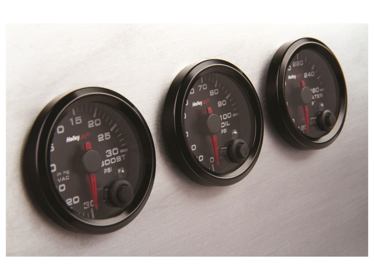 Holley Coolant Temp Gauge - Standard 2-1/16" Size - 120°-260° - Black Face