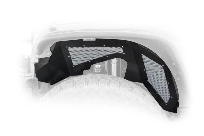 DV8 Offroad 07-17 Jeep Wrangler JK Front Aluminum 1 Piece Inner Fender - Black (2/4 Door) INFEND-02FB Main Image