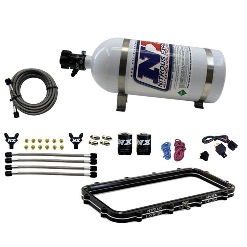 Nitrous Express Holley High Ram Plenum Nitrous Plate Kit w/12lb Bottle 20940-12 Main Image