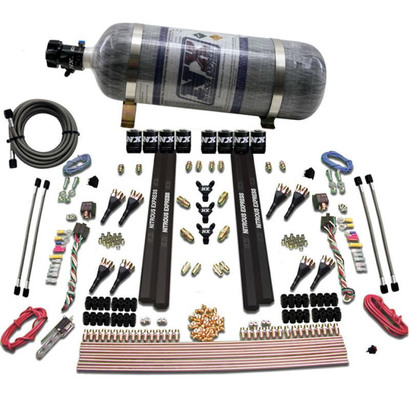 Nitrous Express SX2 Dual Stage 8 Solenoid /Gasoline Nitrous Kit (200-1200HP) w/Composite Bottle 90009-12 Main Image