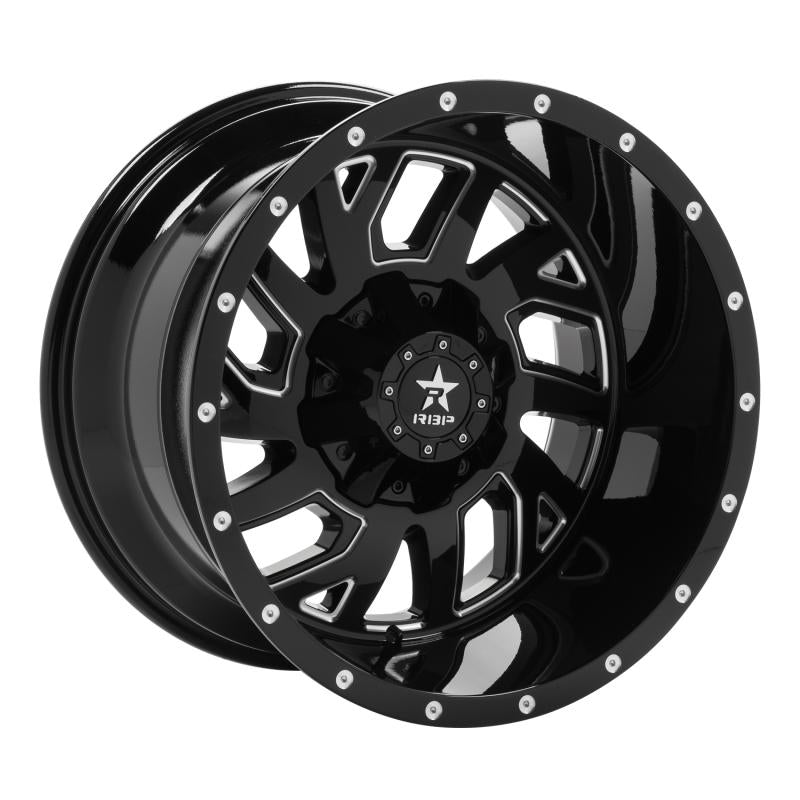 RBP 65R Glock 20x12 Blank BP / -44mm Offset 78mm CB Gloss Black w/Machined Grooves Wheel 65R-2012-00-44BG Main Image