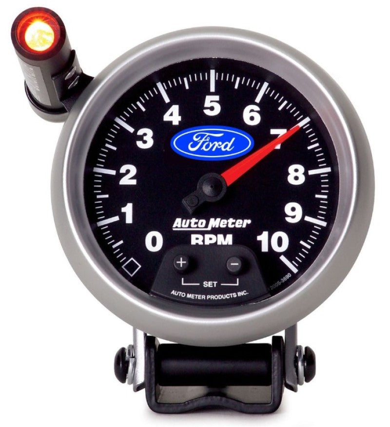 Autometer Ford 3-3/4in. 10K RPM Pedestal w/ Ext. Quick-Lite Tachometer Gauge 880825