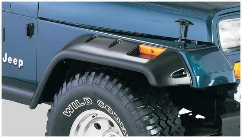 Bushwacker 87-95 Jeep Wrangler Cutout Style Flares 2pc Cutting Optional Not Renegade - Black 10057-07 Main Image