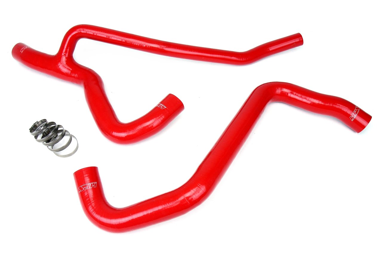 HPS Red Reinforced Silicone Radiator Hose Kit Coolant Ford 07-10 Mustang GT V8