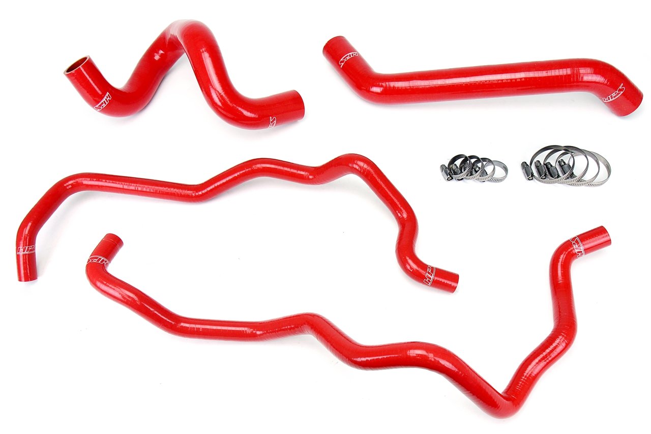 HPS Red Reinforced Silicone Radiator + Heater Hose Kit Jeep 07-11 Wrangler JK 3.8L V6 Left Hand Drive