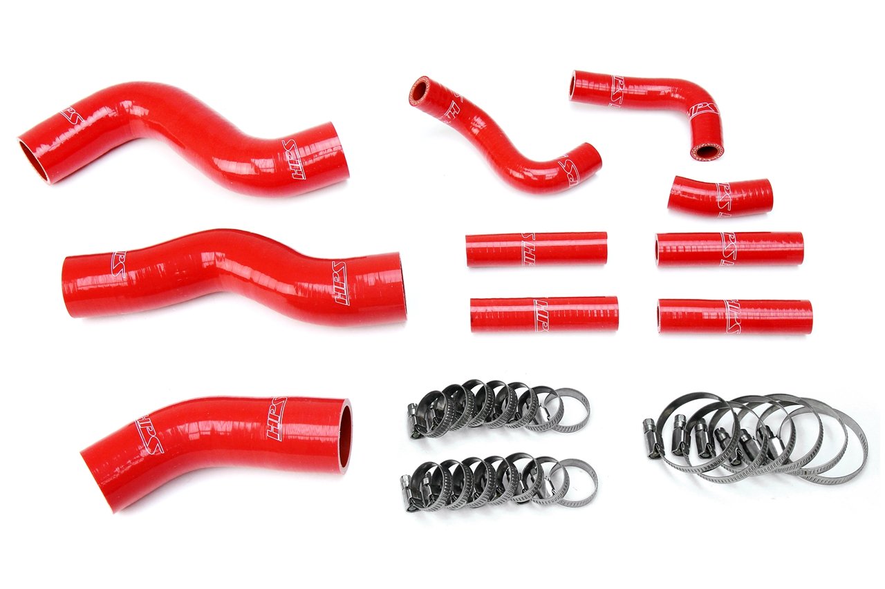 HPS Red Reinforced Silicone Radiator + Pesky Heater Hose Kit 1FZ-FE Lexus 96-97 LX450 FJ80 4.5L I6 without rear heater