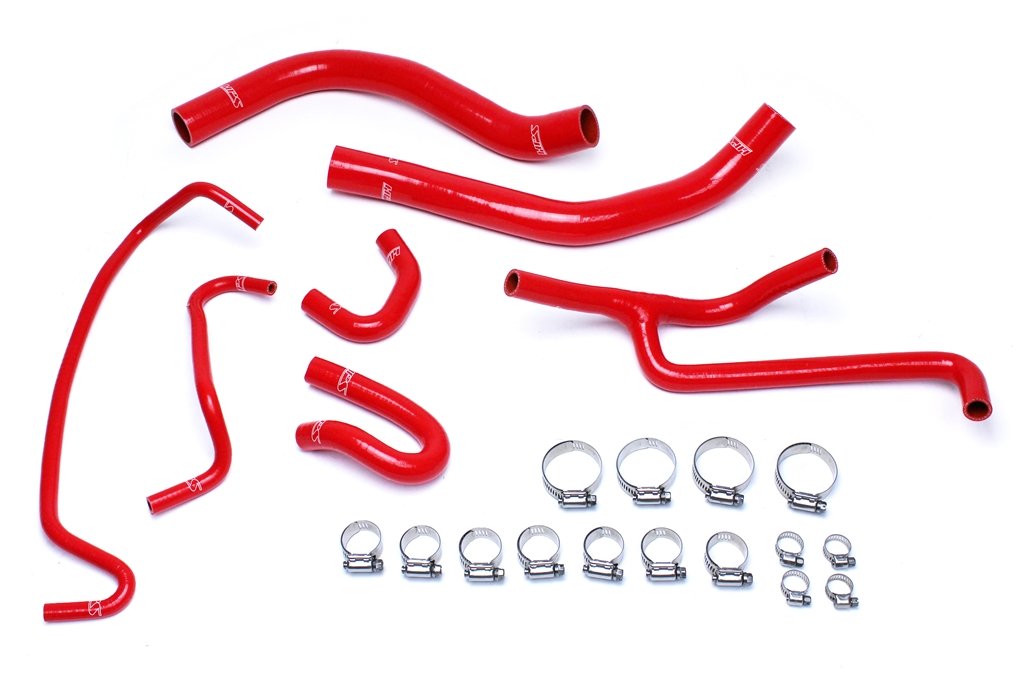 HPS Red Reinforced Silicone Radiator and Heater Hose Kit Coolant Ford 2015-2017 Mustang 3.7L V6