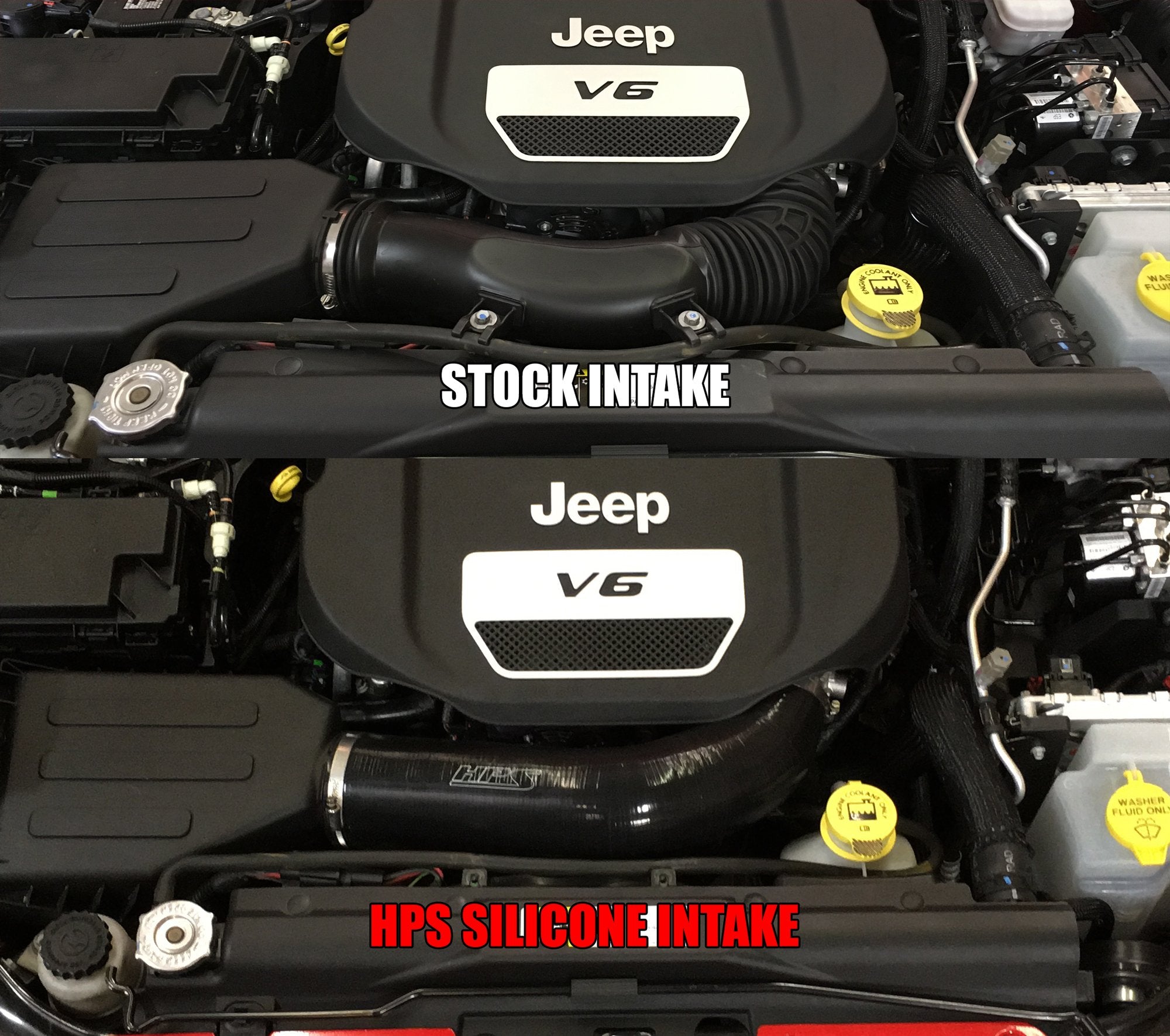 HPS Red Reinforced Silicone Post MAF Air Intake Hose Kit Jeep 12-17 Wrangler JK & Unlimited 3.6L V6