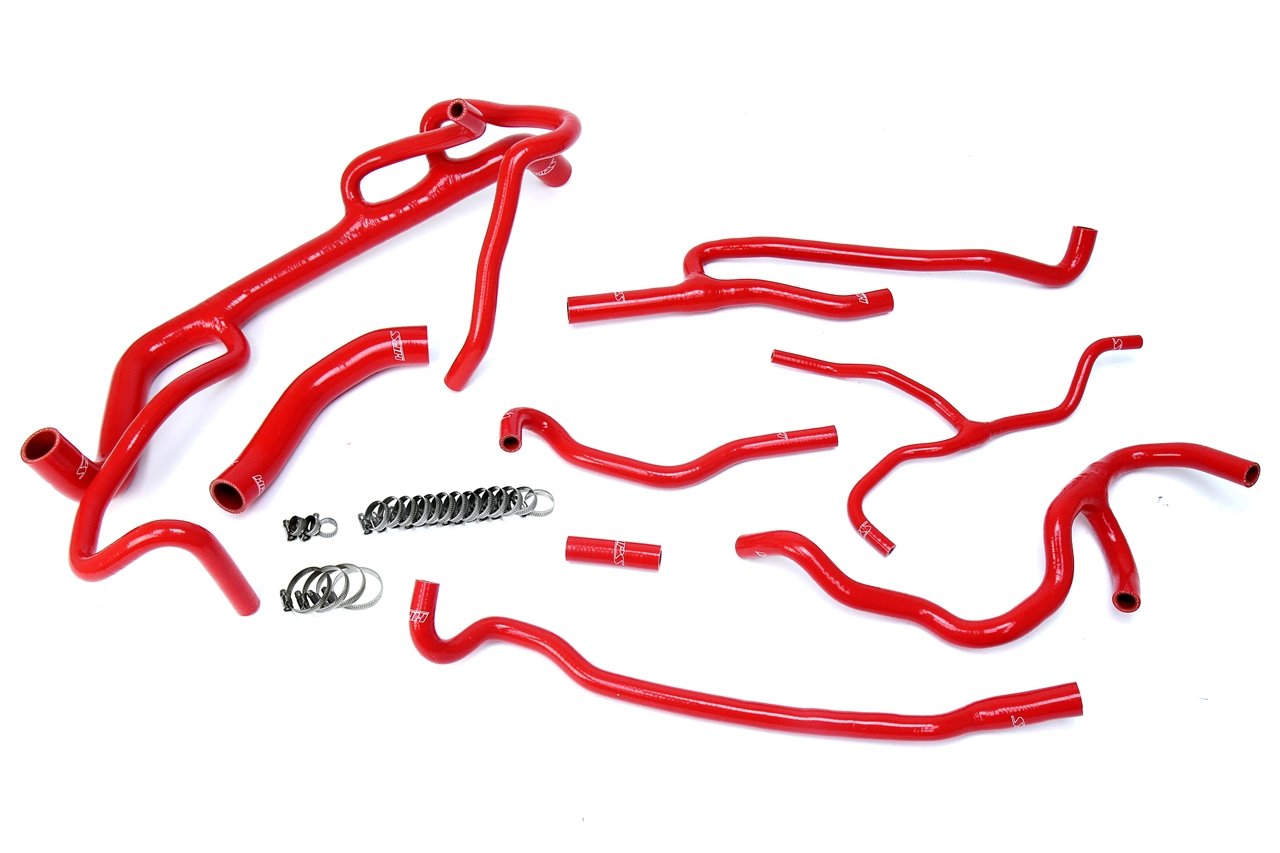 HPS Red Reinforced Silicone Radiator + Heater Hose Kit Coolant Chevy 16-17 Camaro SS Coupe 6.2L V8