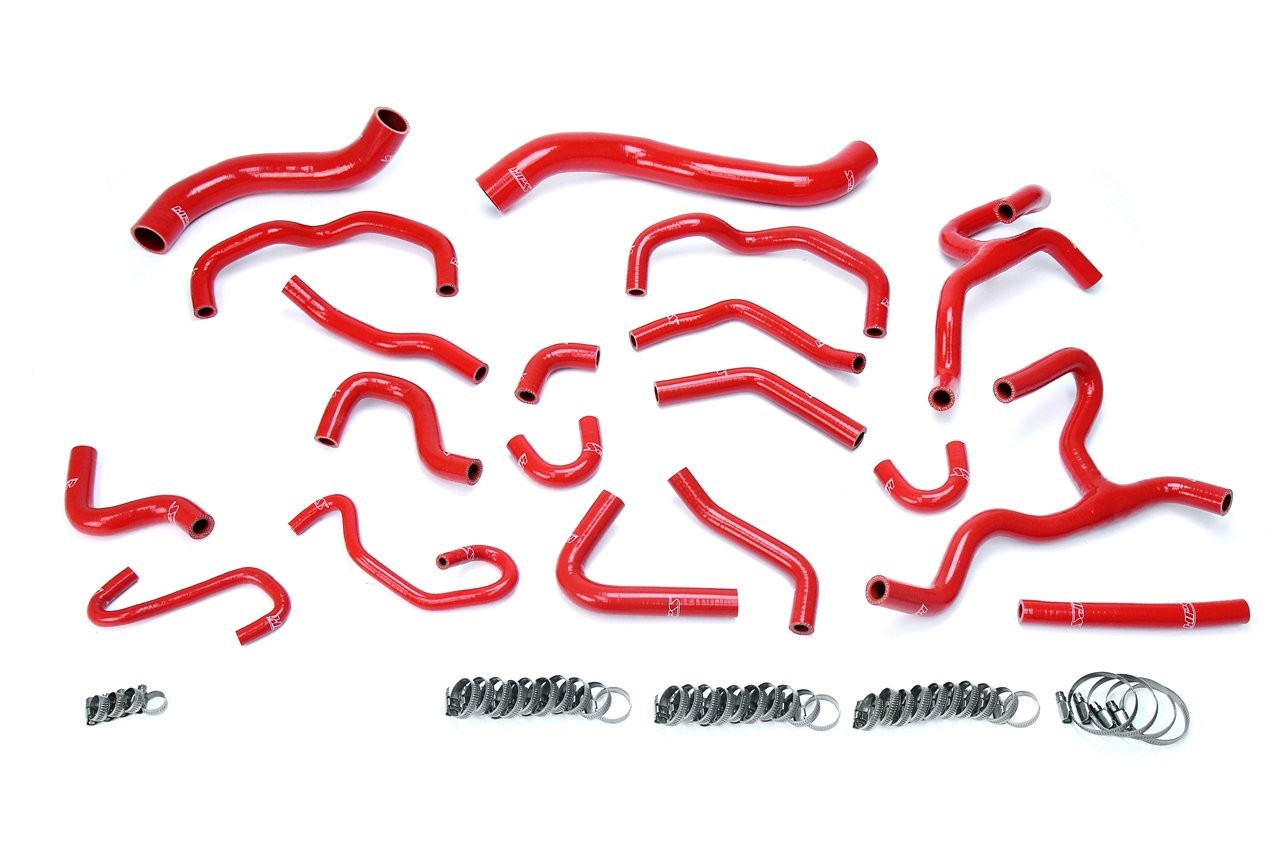 HPS Red Reinforced Silicone Radiator + Heater Hose Kit Coolant Toyota 17-18 Land Cruiser 5.7L V8