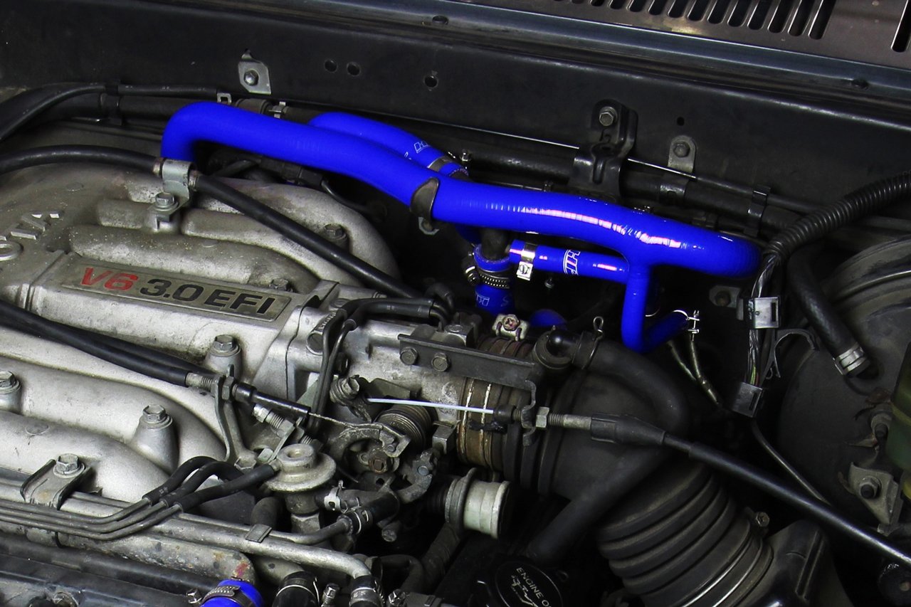 HPS Reinforced Silicone Heater Hose Kit Coolant, Toyota 89-92 4Runner 3.0L V6 with Rear Heater Left Hand Drive, Blue