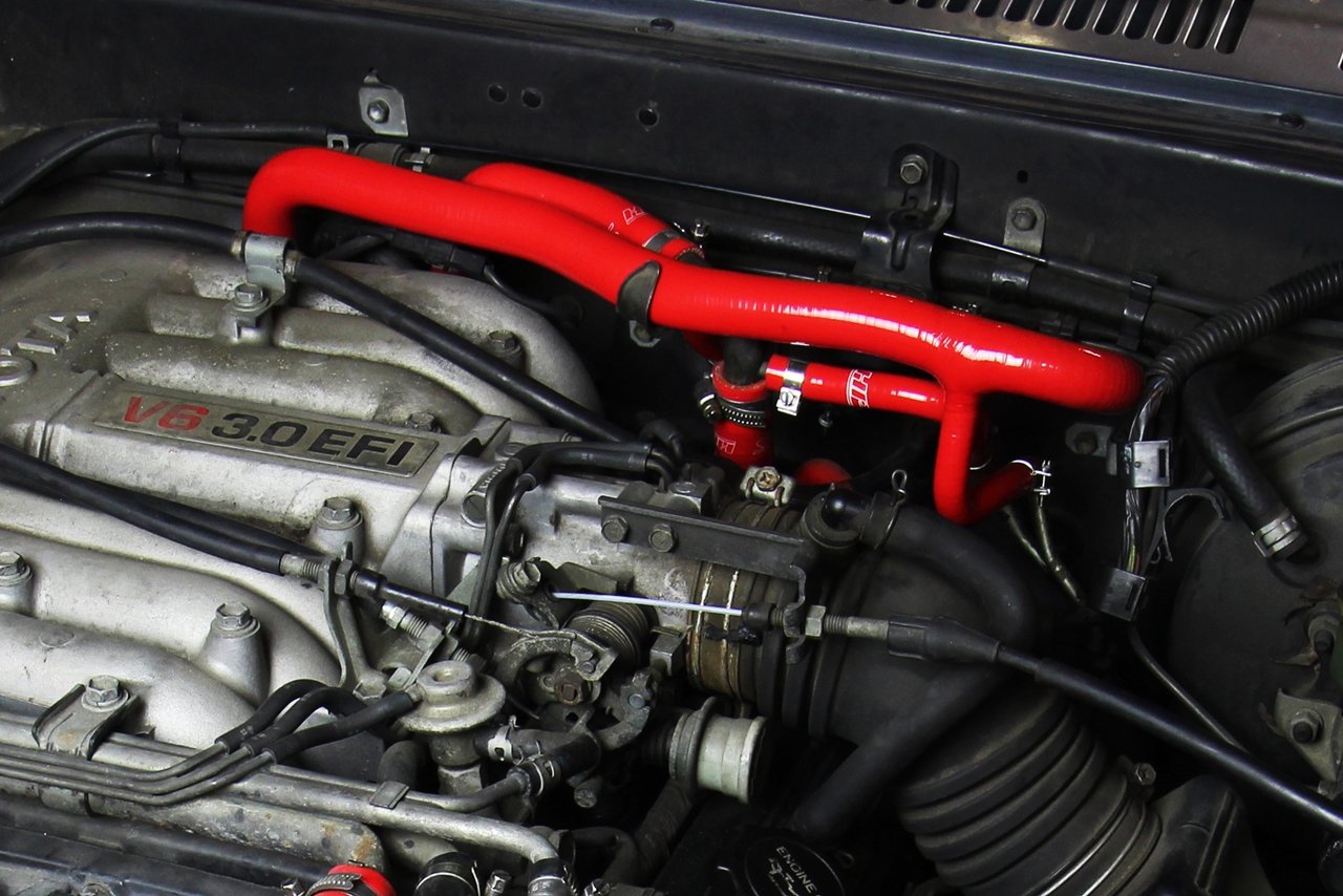 HPS Reinforced Silicone Heater Hose Kit Coolant, Toyota 89-92 4Runner 3.0L V6 with Rear Heater Left Hand Drive, Red