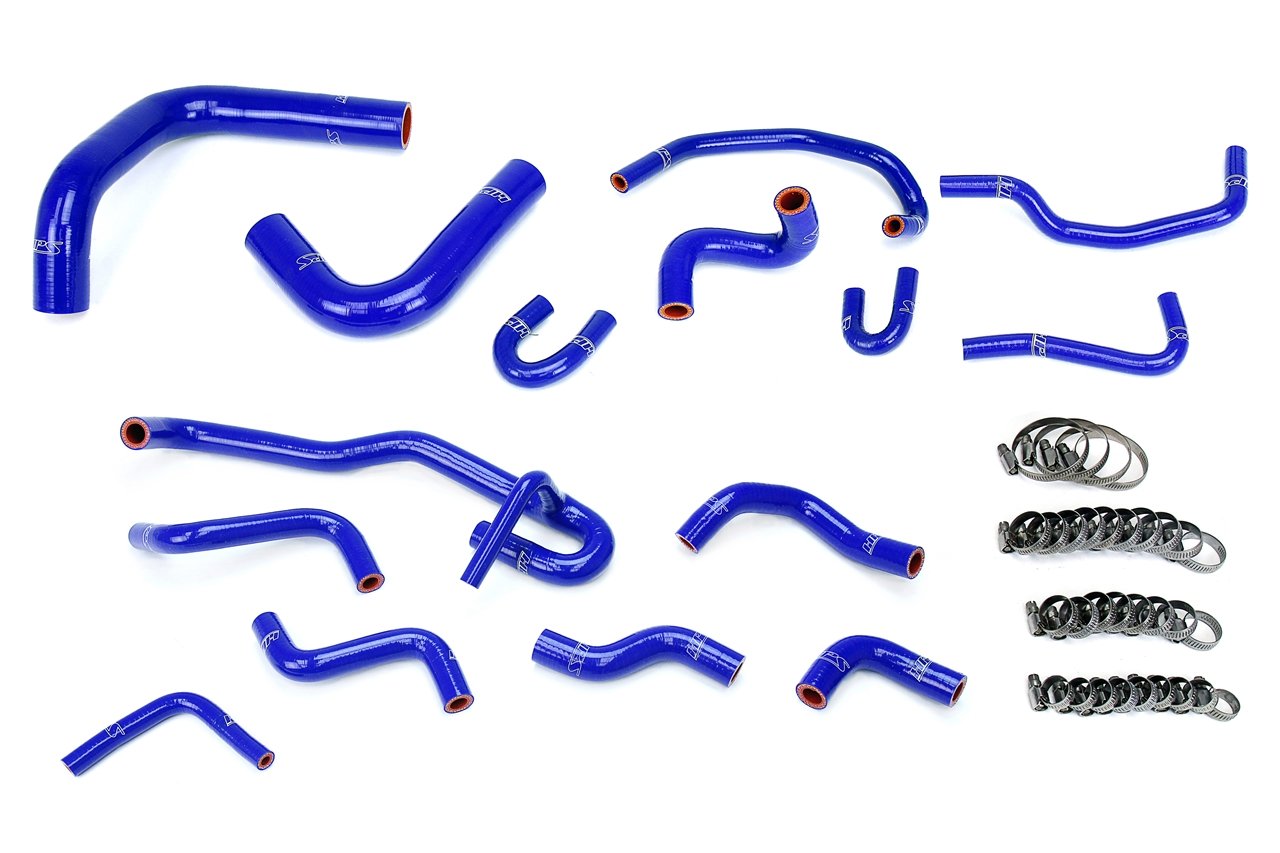 HPS Reinforced Silicone Radiator + Heater Hose Kit Coolant, Toyota 89-92 4Runner 3.0L V6 with Rear Heater Left Hand Drive, Blue