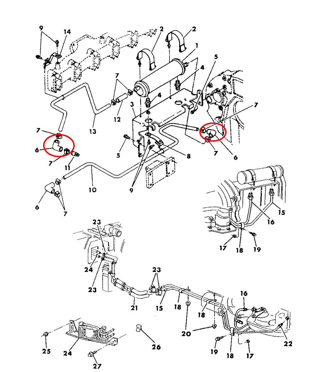 HPS Silicone Oil Cooler Coolant Elbow Hose Dodge 1990-1993 D250 W250 Pickup Cummins 5.9L Diesel, 57-1881