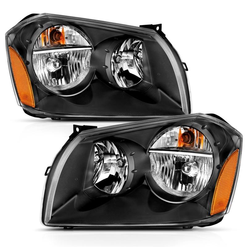 ANZO 2005-2007 Dodge Magnum Crystal Headlight  Black Amber 111425 Main Image