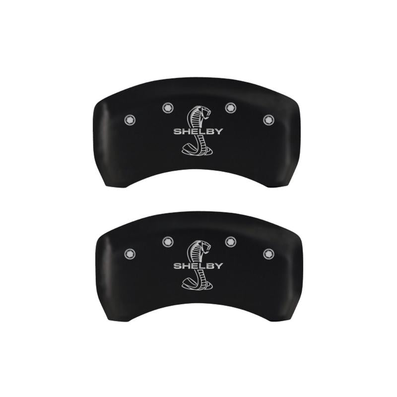 MGP 4 Caliper Covers Engraved Front & Rear Raptor Black finish silver ch 10213SRPTBK Main Image